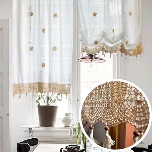 FADFAY Pastoral Style Adjustable Balloon Curtain 57x69 inches | Rustic Elegance with Vintage Embroidery thumbnail 3