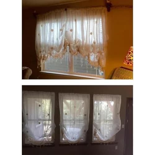 FADFAY Pastoral Style Adjustable Balloon Curtain 57x69 inches | Rustic Elegance with Vintage Embroidery thumbnail 2