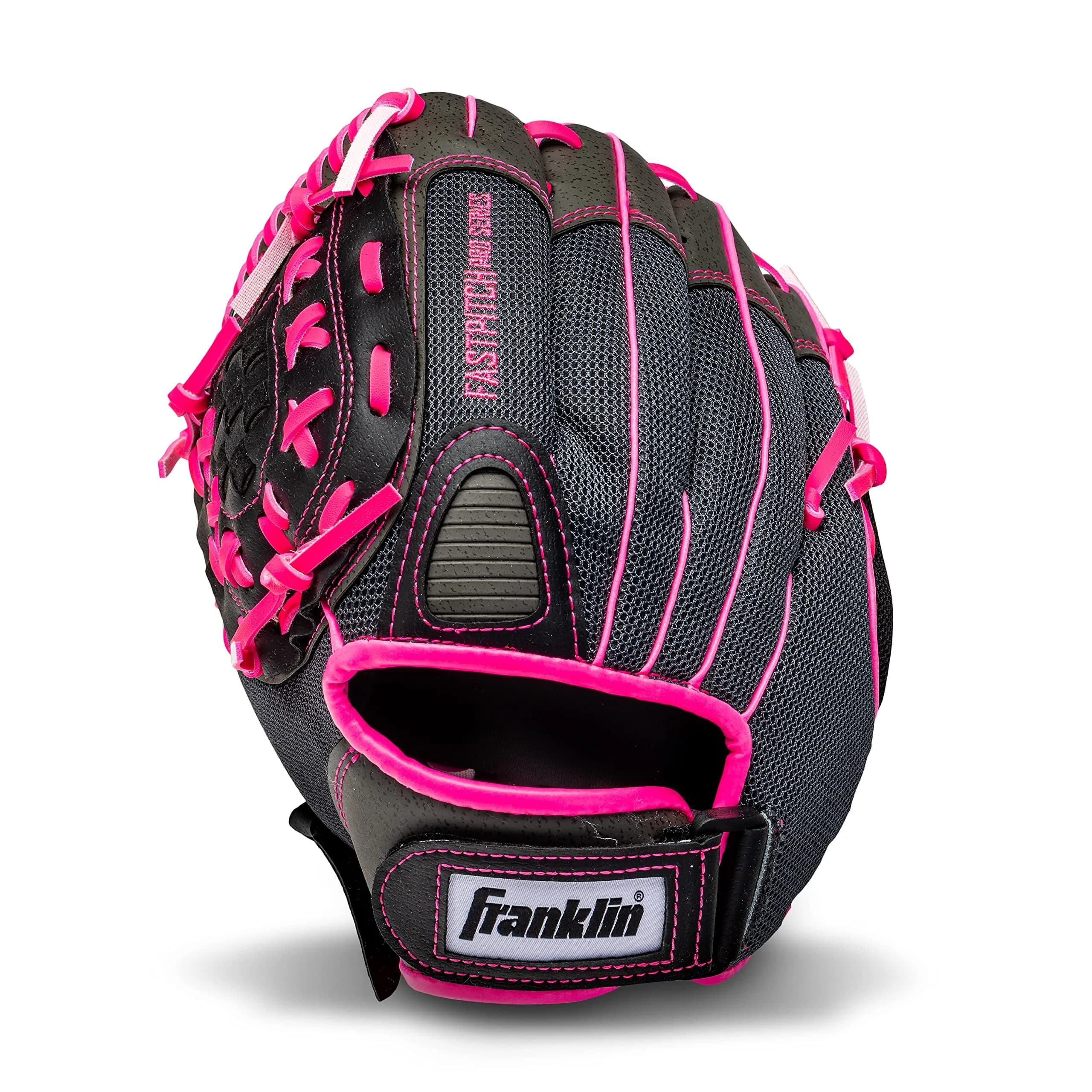 Franklin Sports Windmill Series Lefty Fielding Glove, Pink/Gray/Black, 11-Inch | Youth Fastpitch Glove with Adjustable Fit
