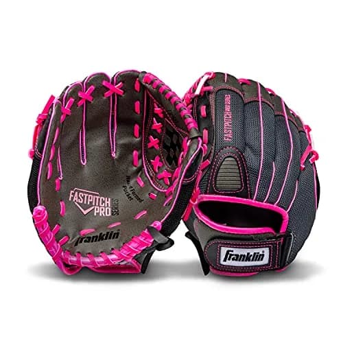Franklin Sports Windmill Series Lefty Fielding Glove, Pink/Gray/Black, 11-Inch | Youth Fastpitch Glove with Adjustable Fit thumbnail 2