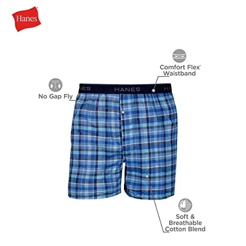 Hanes Men Tagless Boxers with Exposed Waistband, 5 Pack | Breathable Cotton-Polyester Blend for Comfort & Moisture Control thumbnail 4