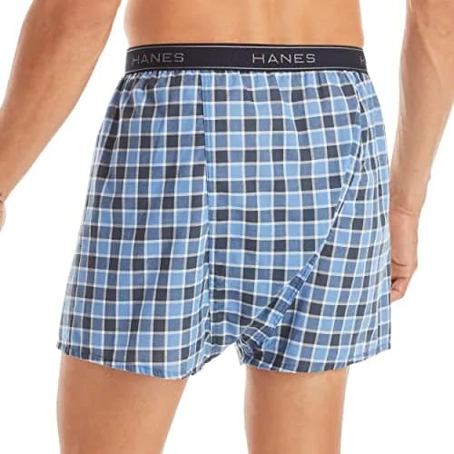 Hanes Men Tagless Boxers with Exposed Waistband, 5 Pack | Breathable Cotton-Polyester Blend for Comfort & Moisture Control thumbnail 3