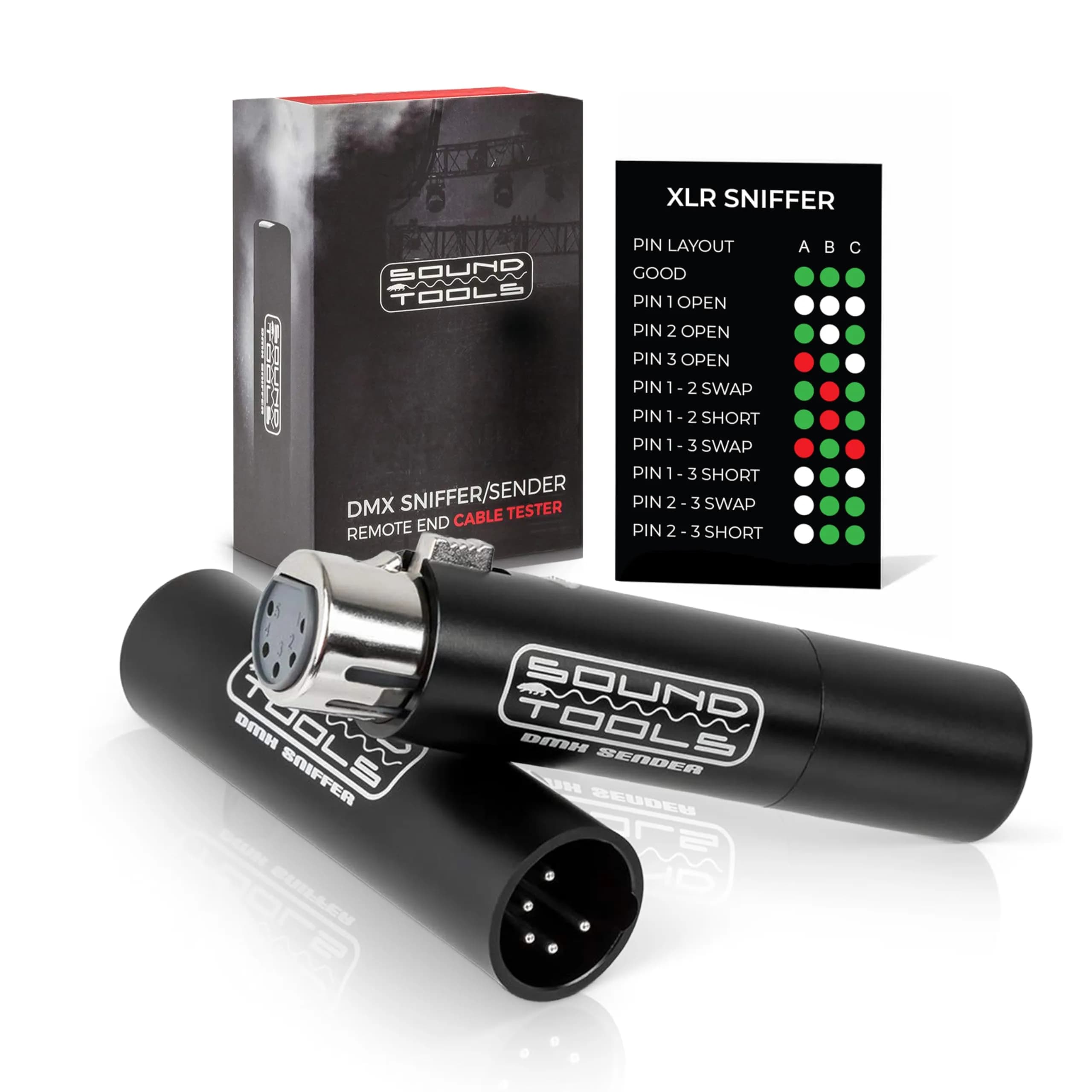 Sound Tools 5-Pin DMX Sniffer/Sender Cable Tester | Compact Tool for Stage & Lighting Professionals