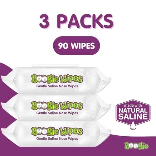 Boogie Wipes Saline Nose Wipes 90 Count | Gentle Allergy Relief for Stuffy Noses thumbnail 2