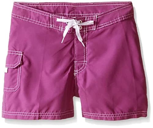 Kanu Surf Little Girls Sassy UPF 50+ Quick Dry Beach Coverup Boardshort, Sassy Purple Solid, Small (4) | UV Protection & Quick Dry thumbnail 1