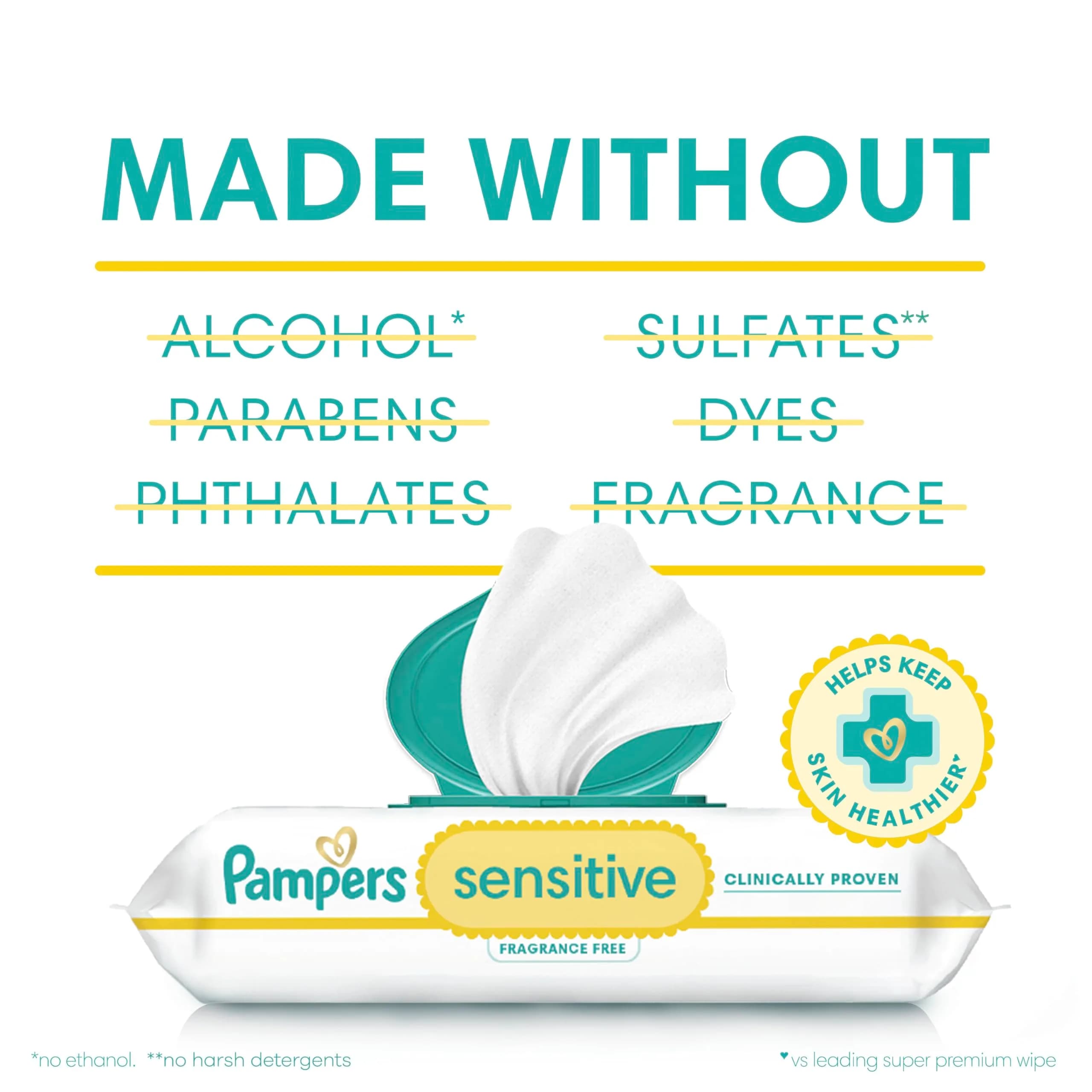 Pampers Sensitive Baby Wipes, 56 Count (1 Pack) | Hypoallergenic, Fragrance-Free, Clinically Proven - view 5