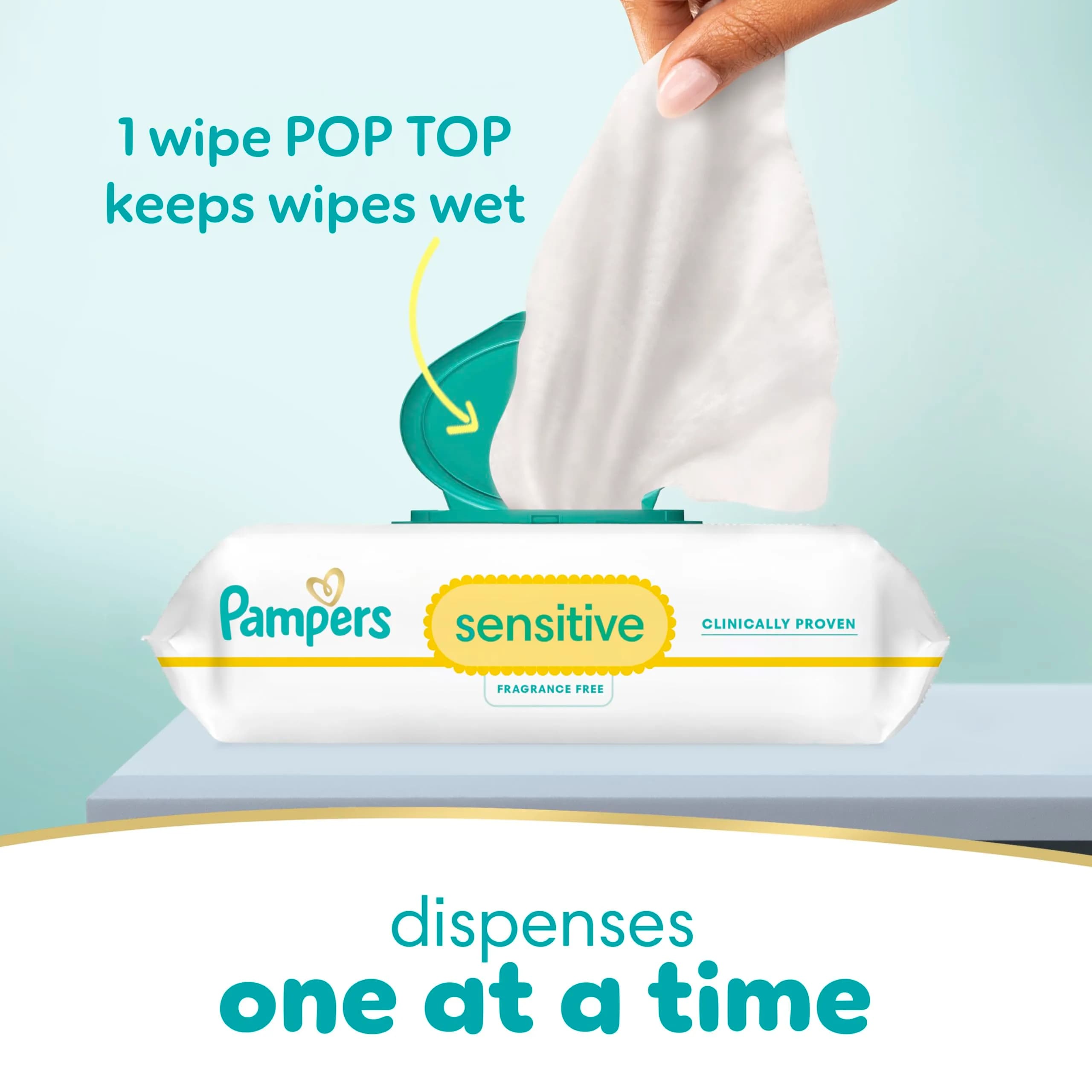 Pampers Sensitive Baby Wipes, 56 Count (1 Pack) | Hypoallergenic, Fragrance-Free, Clinically Proven - view 8