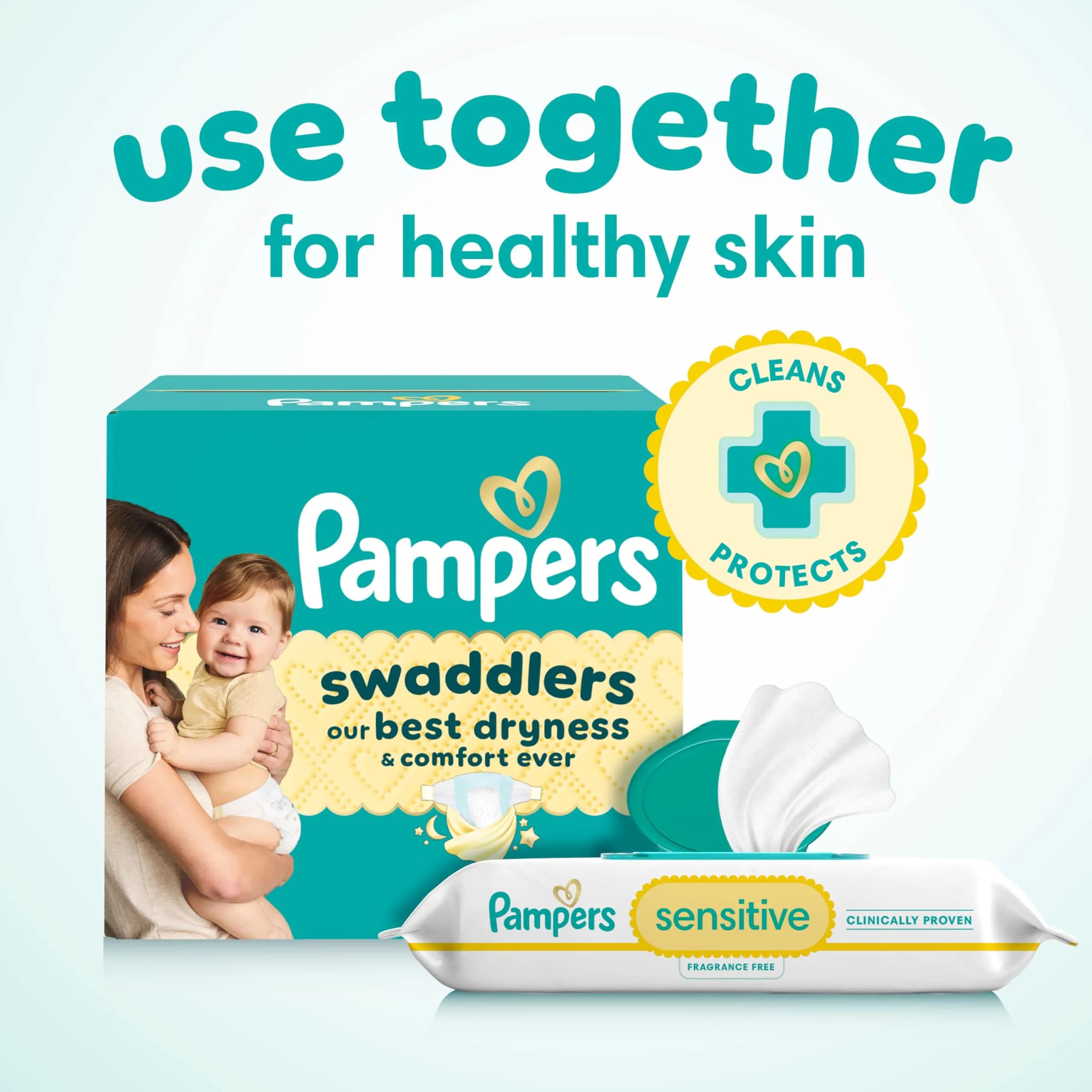 Pampers Sensitive Baby Wipes, 56 Count (1 Pack) | Hypoallergenic, Fragrance-Free, Clinically Proven - view 9