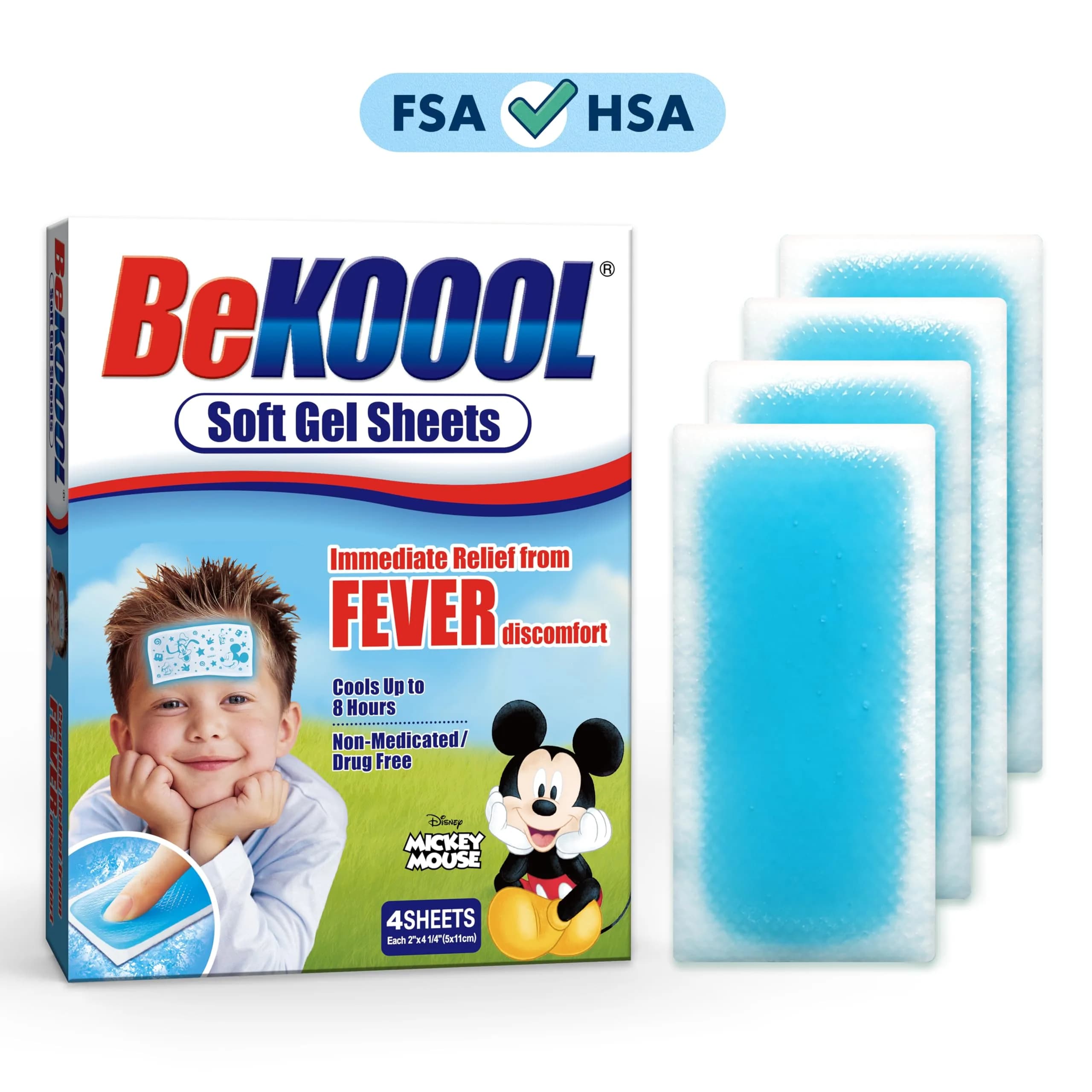 BeKoool Kids Cooling Gel Patches 4 Count | Fever Relief for Children - view 2
