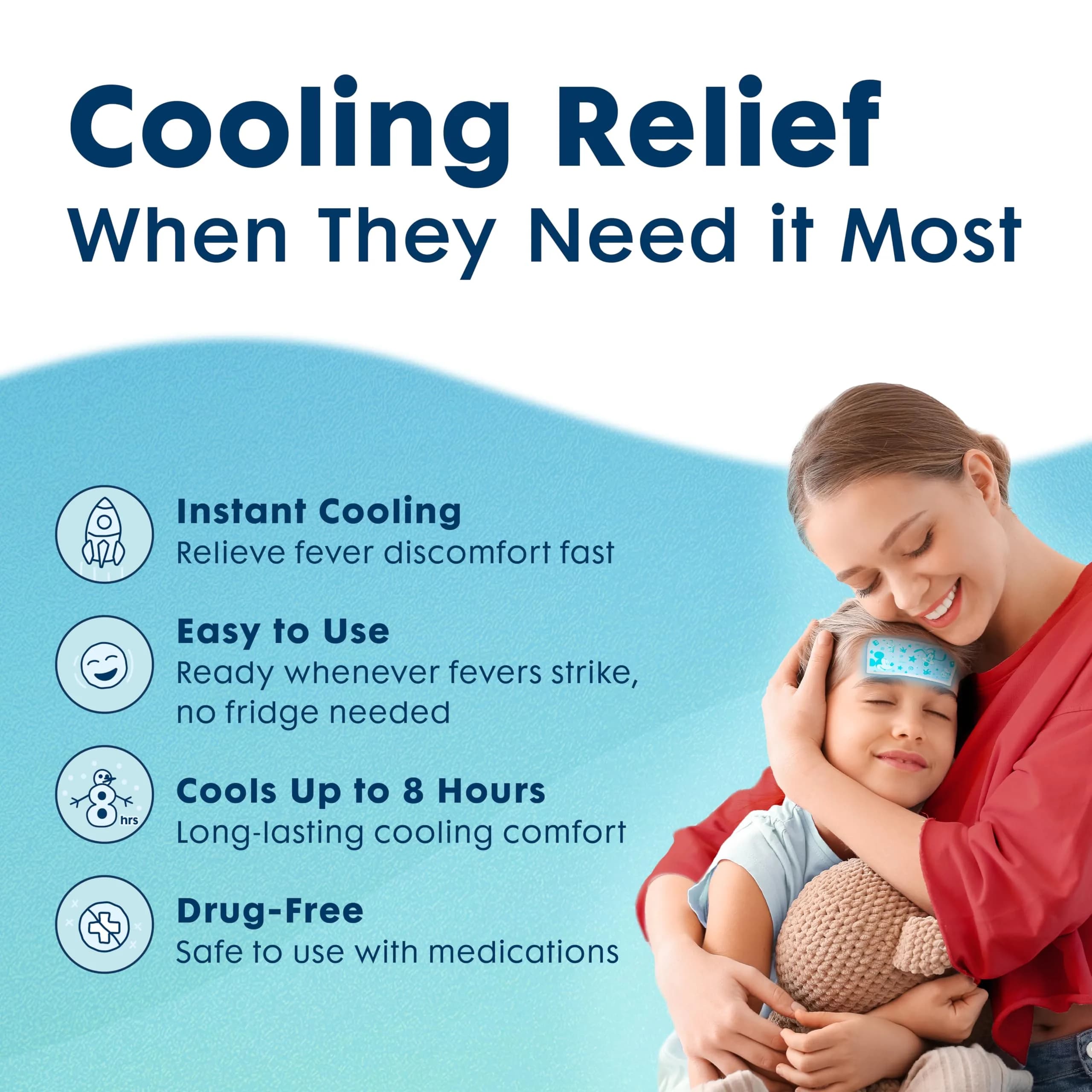 BeKoool Kids Cooling Gel Patches 4 Count | Fever Relief for Children - view 3