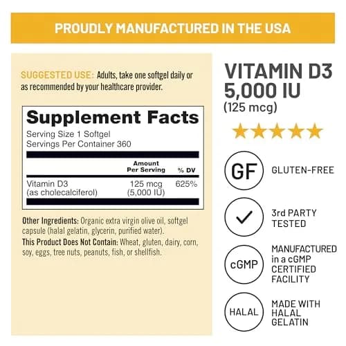 NatureWise Vitamin D3 5000IU Supplement, Immune Support, 360 Mini Softgels | NSF Certified thumbnail 6