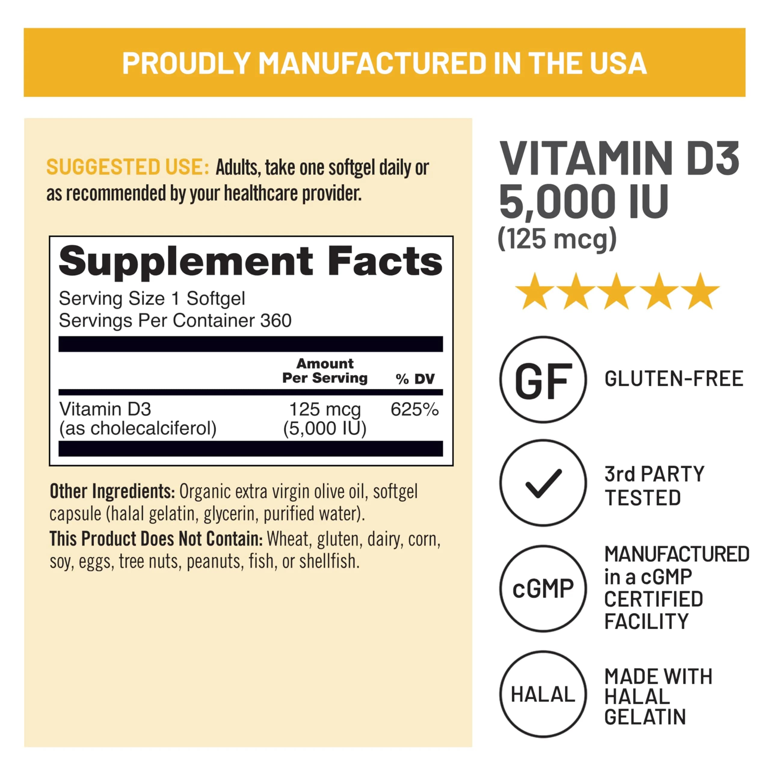 NatureWise Vitamin D3 5000IU Supplement, Immune Support, 360 Mini Softgels | NSF Certified - view 6