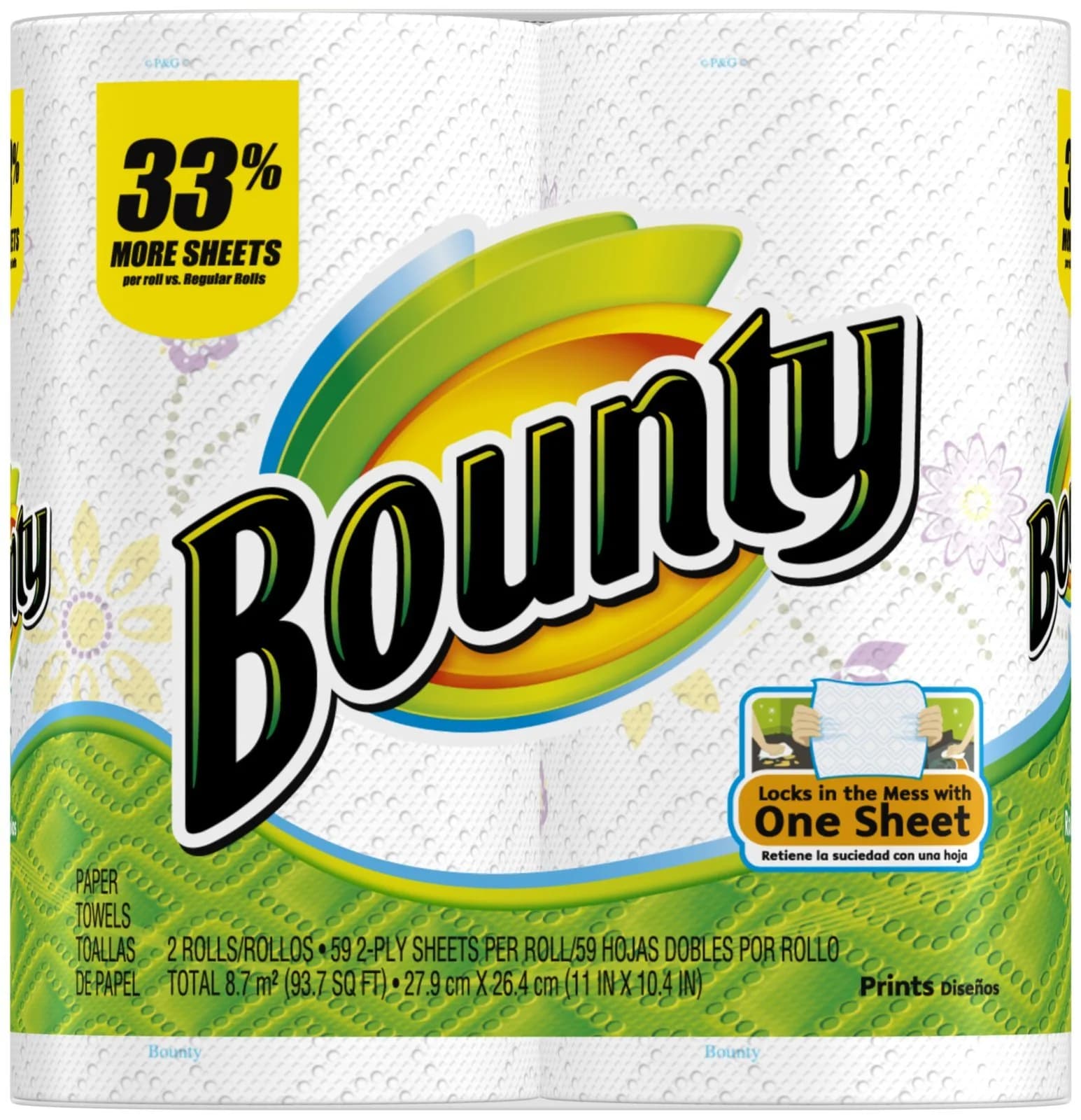Bounty Select-A-Size Paper Towels, White, 8 Double Plus Rolls (984 Sheets Total) | Absorbent & Quicker Picker Upper — 2-Pack