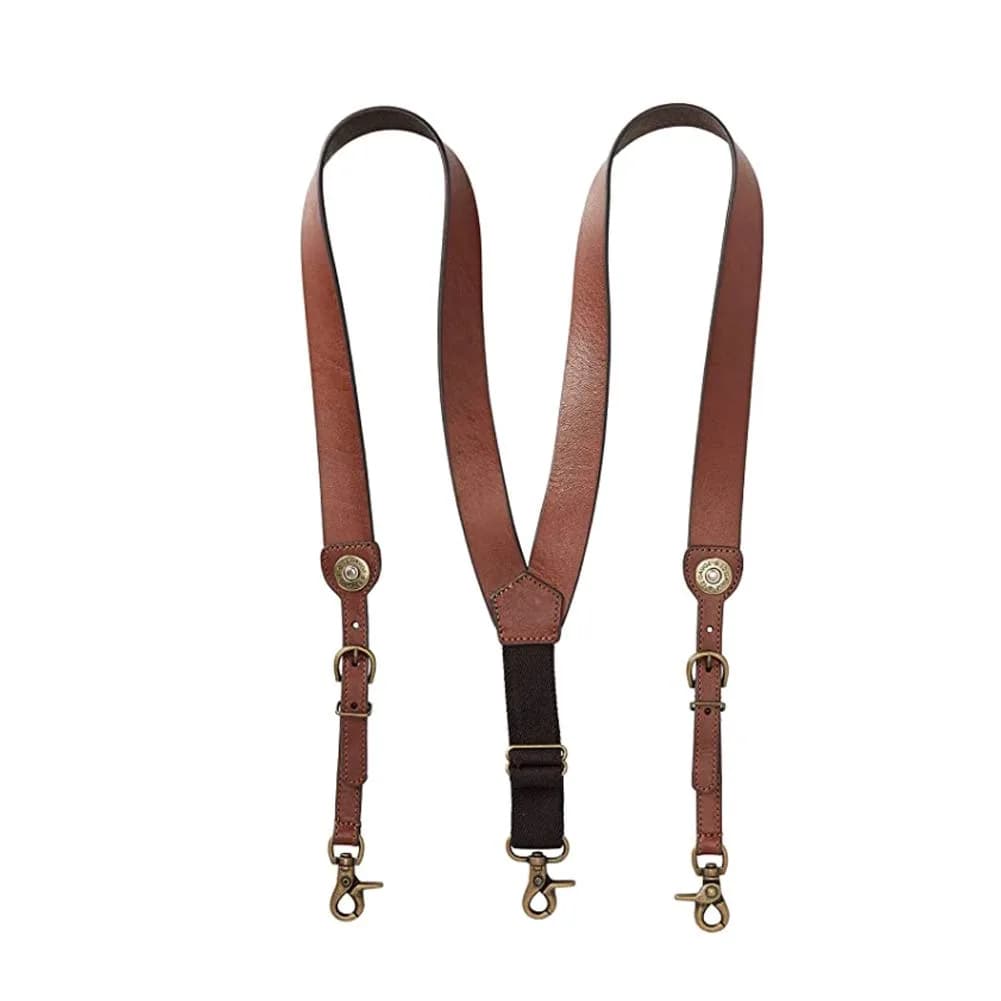 Nocona Belt Co. Bullet Concho Gallus Leather Suspender | Western Style, Heavy Duty Cowhide, Tan, Large (N8514202)