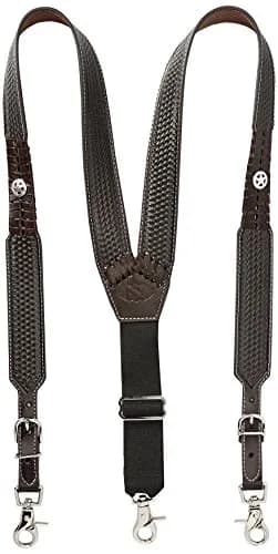 Nocona Men's Star Basket Leather Suspender Brown X-Large | Genuine Leather, Adjustable Fit thumbnail 1