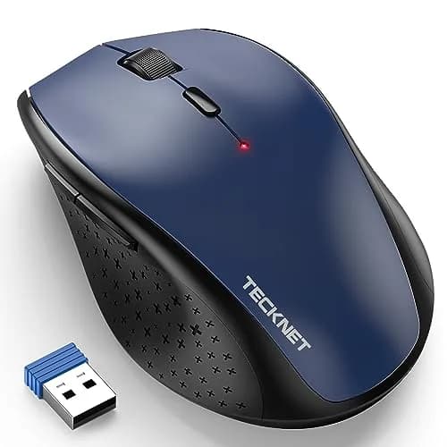 TECKNET Wireless Mouse, 4800 DPI Ergonomic Computer Mouse, Blue | 6 Levels Adjustable DPI & 6 Buttons thumbnail 1