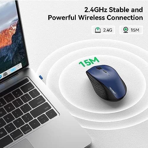TECKNET Wireless Mouse, 4800 DPI Ergonomic Computer Mouse, Blue | 6 Levels Adjustable DPI & 6 Buttons thumbnail 5