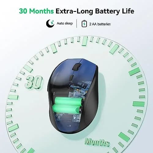 TECKNET Wireless Mouse, 4800 DPI Ergonomic Computer Mouse, Blue | 6 Levels Adjustable DPI & 6 Buttons thumbnail 6