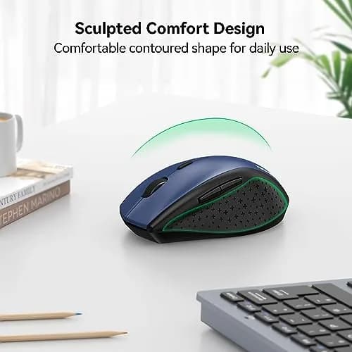 TECKNET Wireless Mouse, 4800 DPI Ergonomic Computer Mouse, Blue | 6 Levels Adjustable DPI & 6 Buttons thumbnail 3