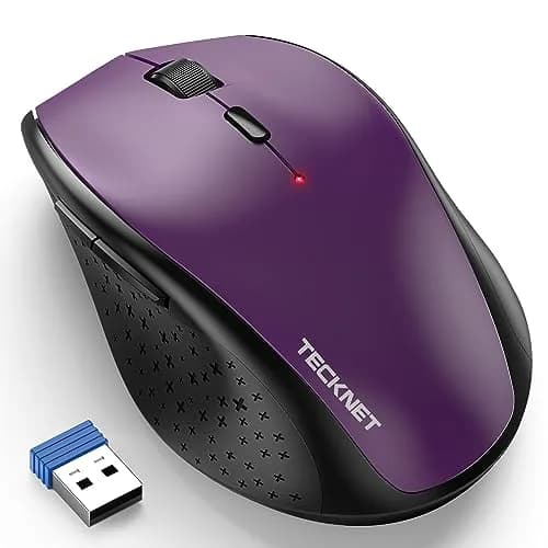 TECKNET 2.4G Wireless Mouse, 4800 DPI Ergonomic Computer Mouse, USB, Purple | 6 Levels Adjustable DPI & 6 Buttons thumbnail 1