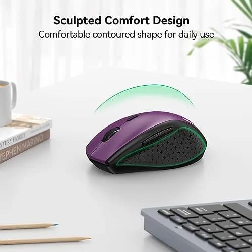TECKNET 2.4G Wireless Mouse, 4800 DPI Ergonomic Computer Mouse, USB, Purple | 6 Levels Adjustable DPI & 6 Buttons thumbnail 6