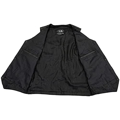 Milwaukee Leather SH1310 Men's Black Leather V-Neck Motorcycle Vest 64 | Classic Cowhide with Snap Closure thumbnail 4