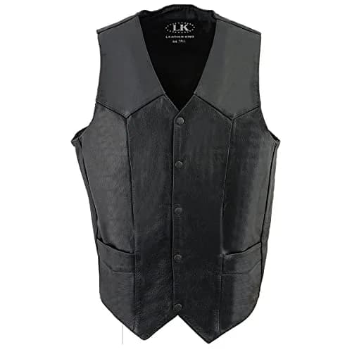 Milwaukee Leather SH1310 Men's Black Leather V-Neck Motorcycle Vest 64 | Classic Cowhide with Snap Closure thumbnail 7