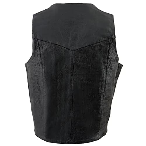 Milwaukee Leather SH1310 Men's Black Leather V-Neck Motorcycle Vest 64 | Classic Cowhide with Snap Closure thumbnail 2