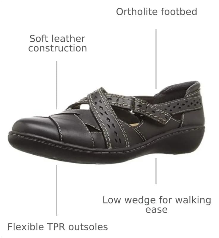 Clarks Women's Ashland Spin Q Loafer Leather Black 8.5 Wide | Lightweight Comfort for Women thumbnail 2