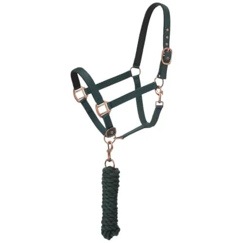 Tough 1 Padded Horse Halter with Antique Hardware and Lead Rope | Neoprene Padding for Comfort (70-120 chars) thumbnail 1