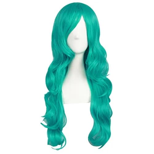 MapofBeauty 24 Inch Long Wavy Side Bangs Anime Cosplay Wig, Dark Teal Green | Heat Resistant Synthetic Fiber thumbnail 1