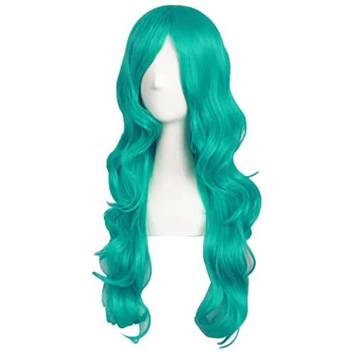 MapofBeauty 24 Inch Long Wavy Side Bangs Anime Cosplay Wig, Dark Teal Green | Heat Resistant Synthetic Fiber thumbnail 3