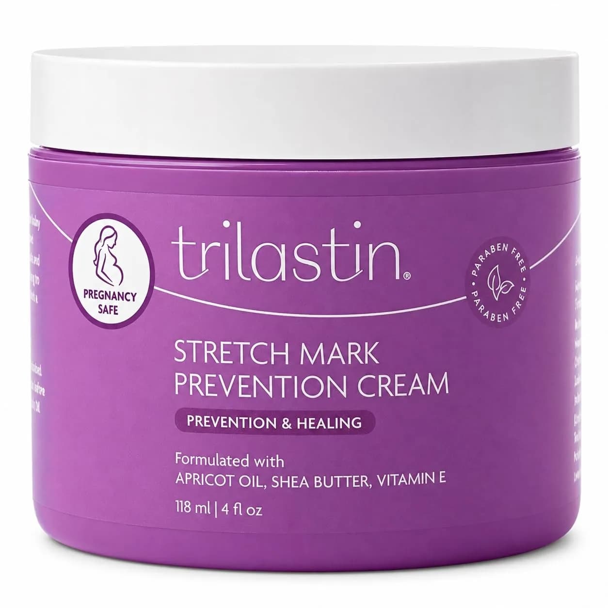 TriLASTIN Stretch Mark Cream for Pregnancy – Hydrating Belly Cream for Pregnant Women- Shea Butter & Vitamin E, Paraben Free, No Added Fragrances - 4 oz — White