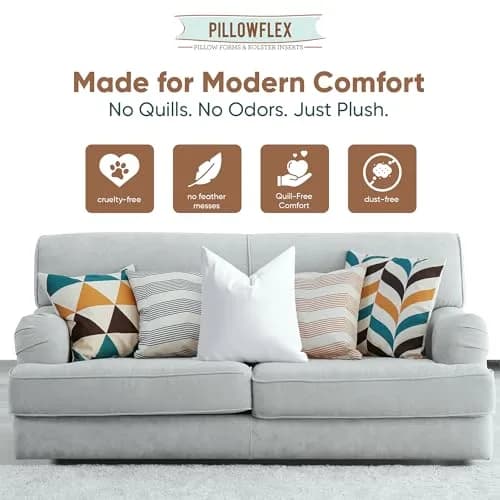 Pillowflex Synthetic Down Pillow Insert 55x55 cm (22x22 in) | Hypoallergenic & Washable Sham Insert thumbnail 4