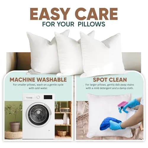 Pillowflex Synthetic Down Pillow Insert 55x55 cm (22x22 in) | Hypoallergenic & Washable Sham Insert thumbnail 8