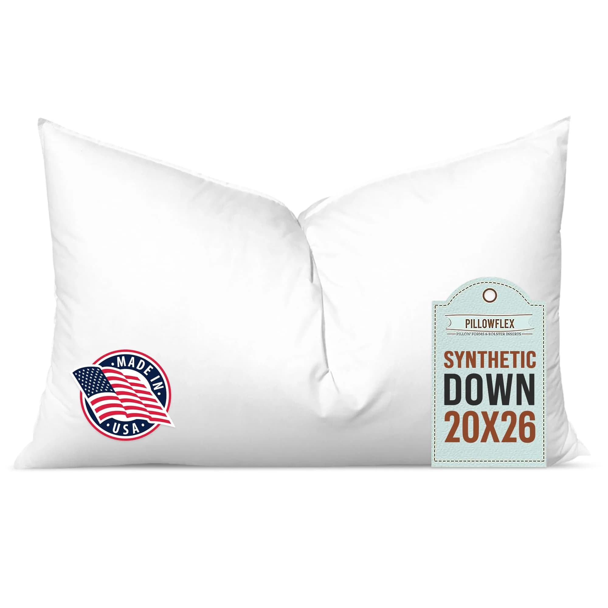 Pillowflex Synthetic Down Pillow Insert 20x26 Inch | Karate Chop Pillow, Hypoallergenic, Washable