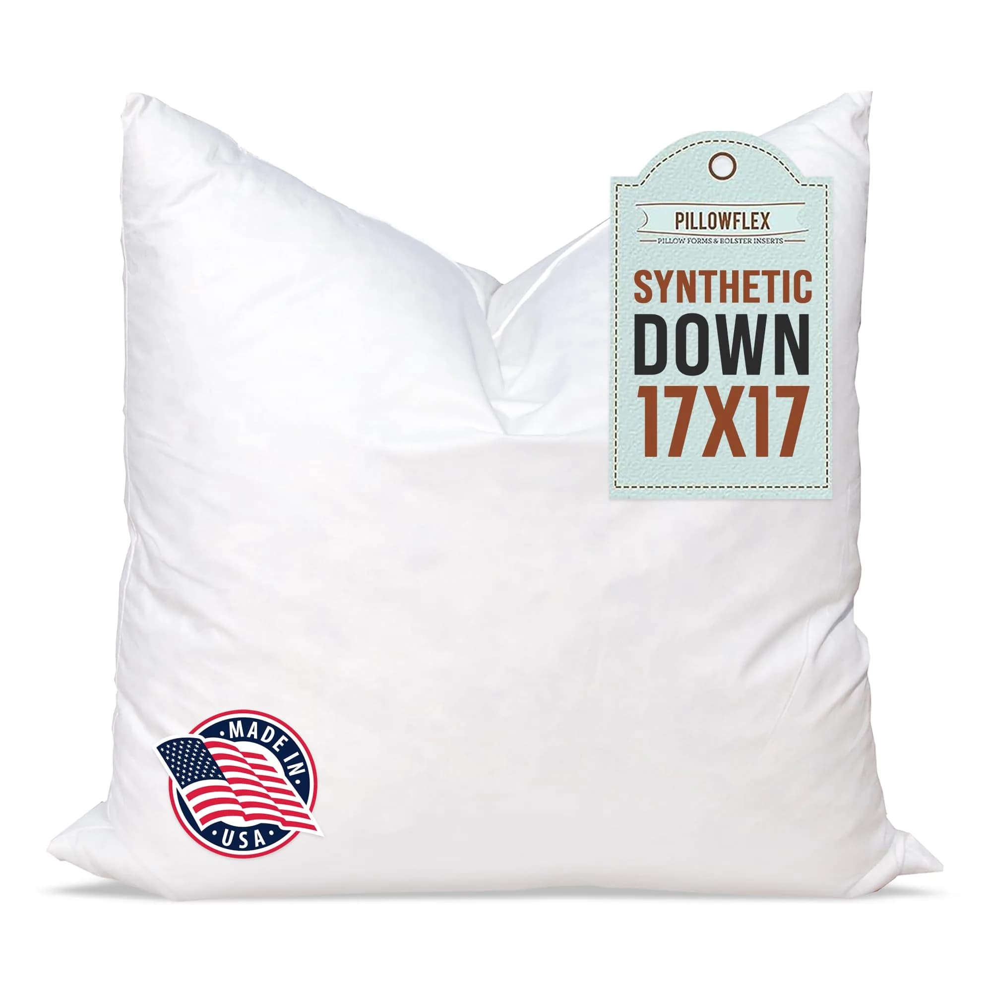 Pillowflex Synthetic Down Pillow Insert 17x17 in | Karate Chop Design, Ultra Soft Support — 17 Inch by 17 Inch
