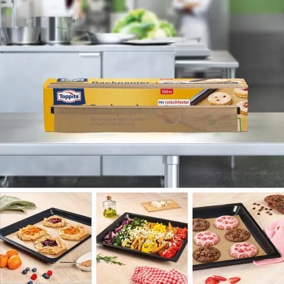 Toppits Carta da forno 8m | Compostable, Unbleached Baking Paper for All Oven Types thumbnail 4