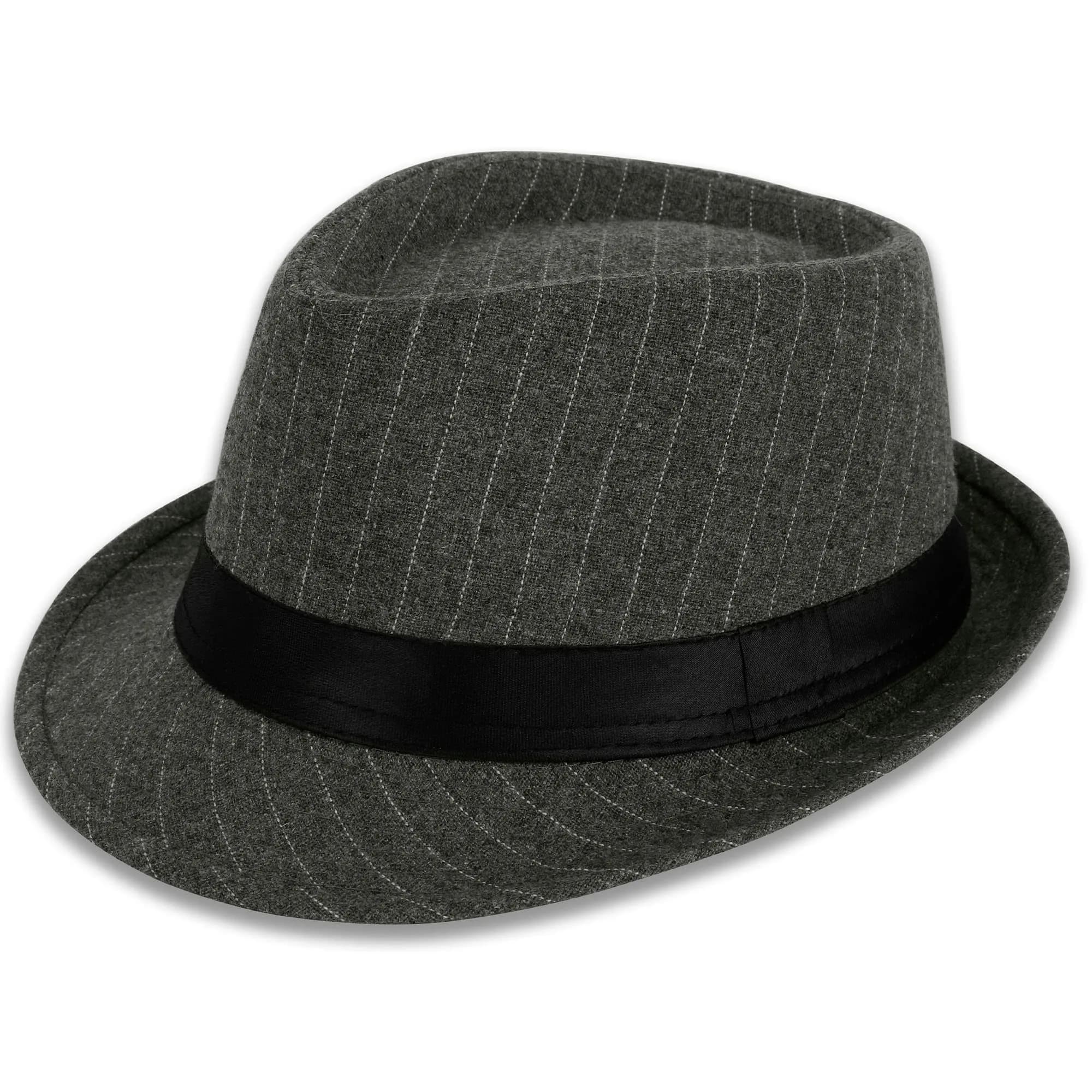 Simplicity Fedora Hats for Women Unisex Structured Gangster Trilby Felt Pinstripe Fedora Hats for Men, Grey | Classic unisex style with iconic teardrop crease