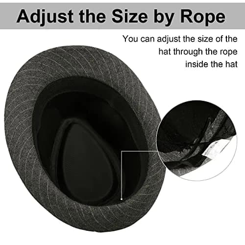 Simplicity Fedora Hats for Women Unisex Structured Gangster Trilby Felt Pinstripe Fedora Hats for Men, Grey | Classic unisex style with iconic teardrop crease thumbnail 4