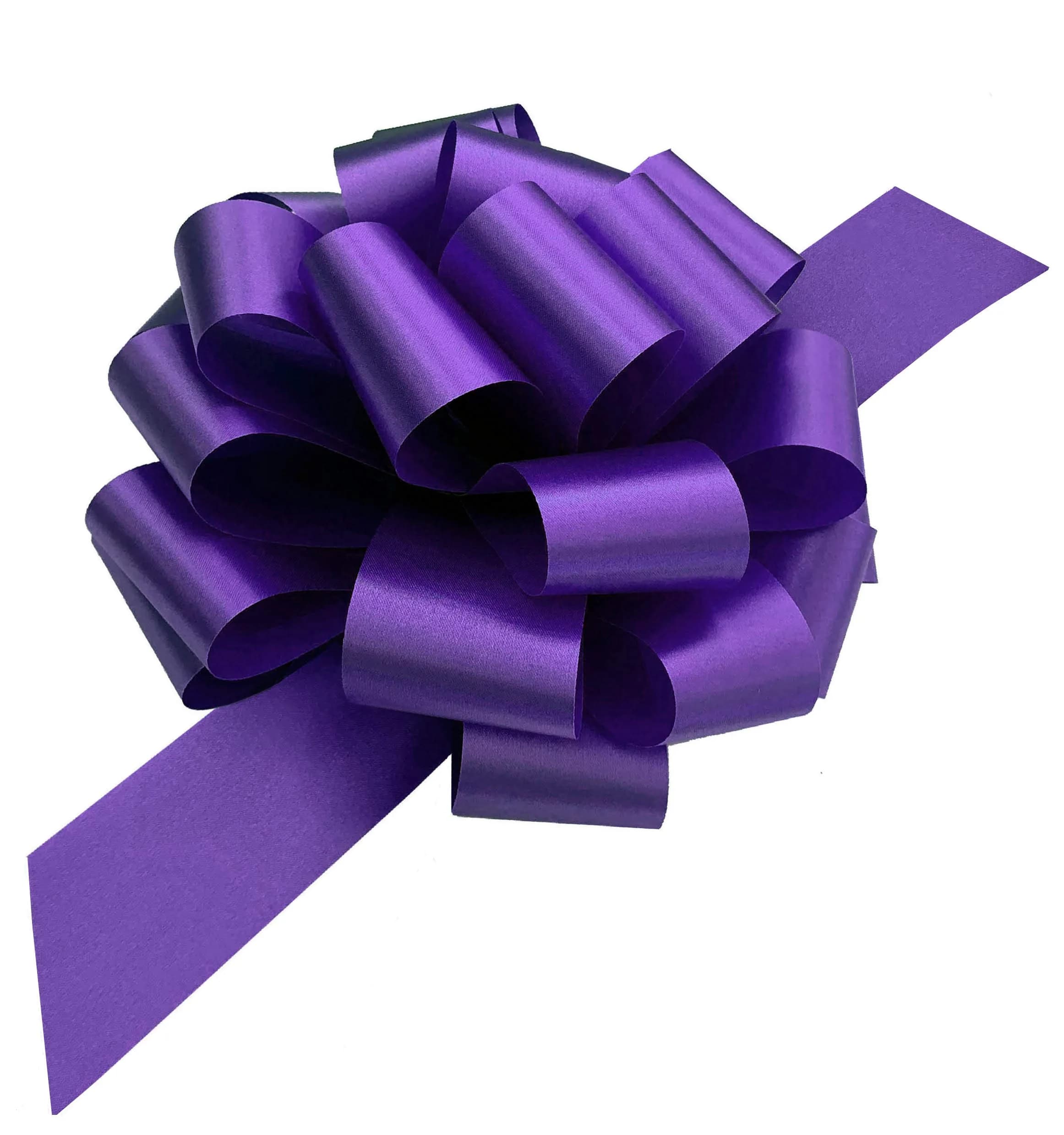 GiftWrap Etc. Large Purple Ribbon Pull Bows 23cm (9 Inch) Wide, Set of 6 | Easy-to-Use, Reusable Gift Decor - main product image