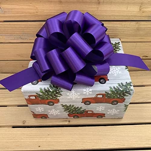 GiftWrap Etc. Large Purple Ribbon Pull Bows 23cm (9 Inch) Wide, Set of 6 | Easy-to-Use, Reusable Gift Decor thumbnail 4