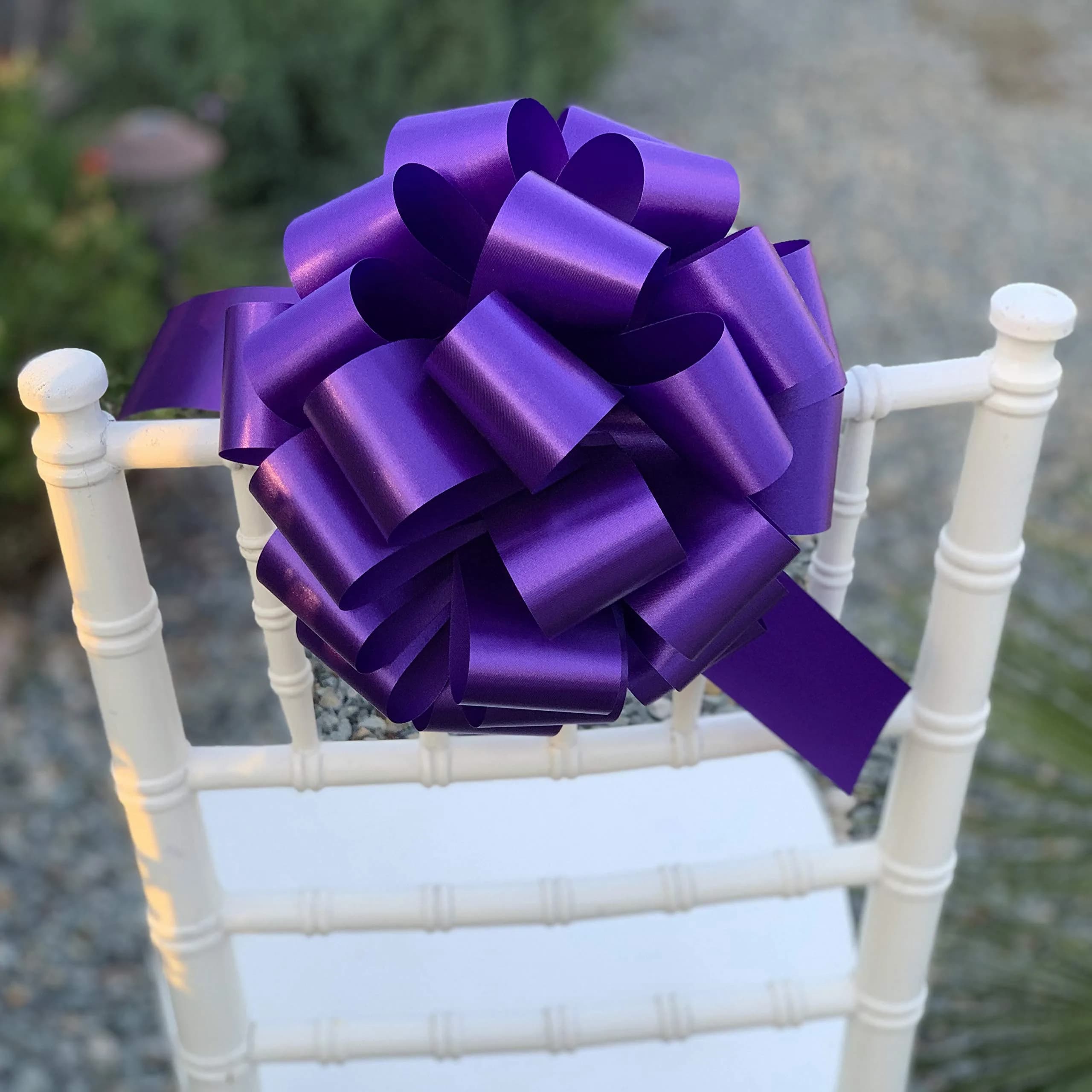 GiftWrap Etc. Large Purple Ribbon Pull Bows 23cm (9 Inch) Wide, Set of 6 | Easy-to-Use, Reusable Gift Decor - view 2