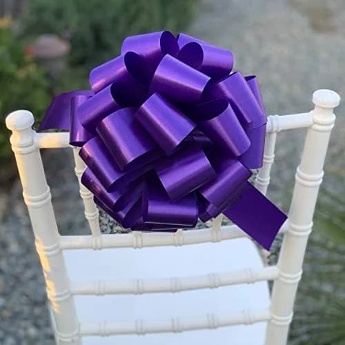 GiftWrap Etc. Large Purple Ribbon Pull Bows 23cm (9 Inch) Wide, Set of 6 | Easy-to-Use, Reusable Gift Decor thumbnail 2
