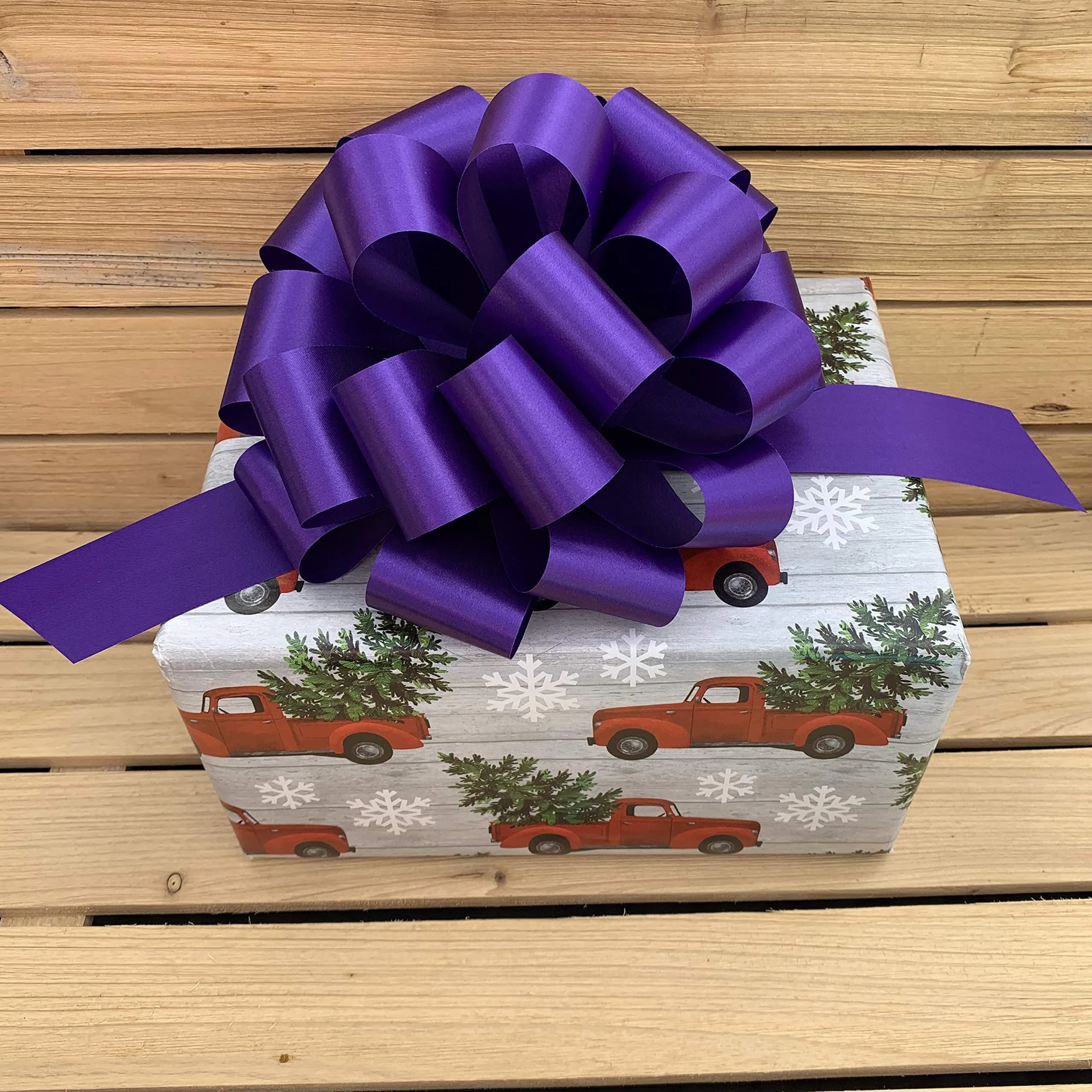 GiftWrap Etc. Large Purple Ribbon Pull Bows 23cm (9 Inch) Wide, Set of 6 | Easy-to-Use, Reusable Gift Decor - view 4