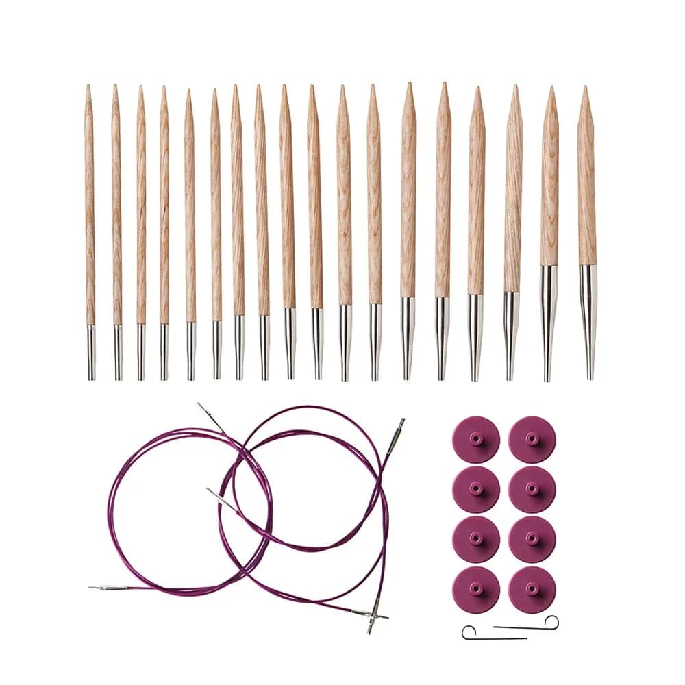 Knit Picks Sunstruck Wood Interchangeable Knitting Needles Set US 4-11 (3.5mm-8mm) | Versatile Knitting Tool - main product image