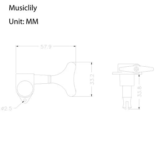Musiclily Bass Tuning Machines Set, 4 Sealed Alloy Machine Heads, 19:1 Ratio, Black thumbnail 7