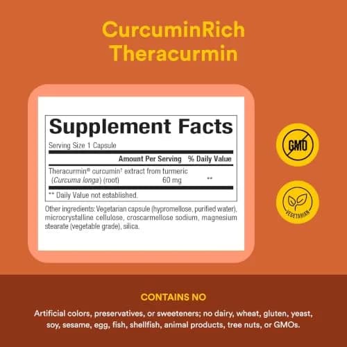 Natural Factors CurcuminRich Double Strength Theracurmin, 60 Capsules | High-Absorption Curcumin for Joint & Heart Support thumbnail 4