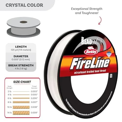The Beadsmith Fireline Micro-Fused Braided Thread 4lb Test 125 Yds (0.12mm) Crystal | Strongest Fiber Per Diameter thumbnail 4