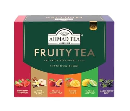 Ahmad Tea Black & Green Tea, Fruitytea Assorted Sampler, 60 Foil Teabags | Sugar-Free & Caffeinated thumbnail 1